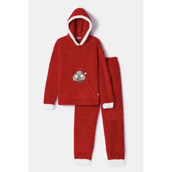 Woody Kerst Kat Heren Homewear - Rood