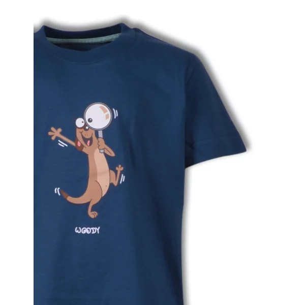 Woody Stokstaartje Jongens Pyjama - petrolblauw
